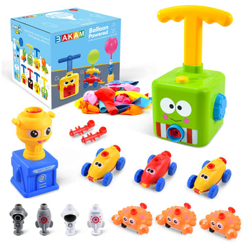BAKAM Power Balloon Car Toy for Kids, Balloon Launcher Car Toy Set for Kids & Toddlers Science Toy, Inflatable STEM Balloon Pump