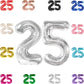 25 Balloon Number, Silver Number 25Th Birthday Balloons 40 Inch, 25 Or 52 Years Old Silver Birthday Decorations For Men Women, 2