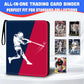 Zeatta Baseball Card Binder 900 Pockets With 50 Removable Sleeves, Zippered Pu Leather Trading Card Organizer Album For Sports C