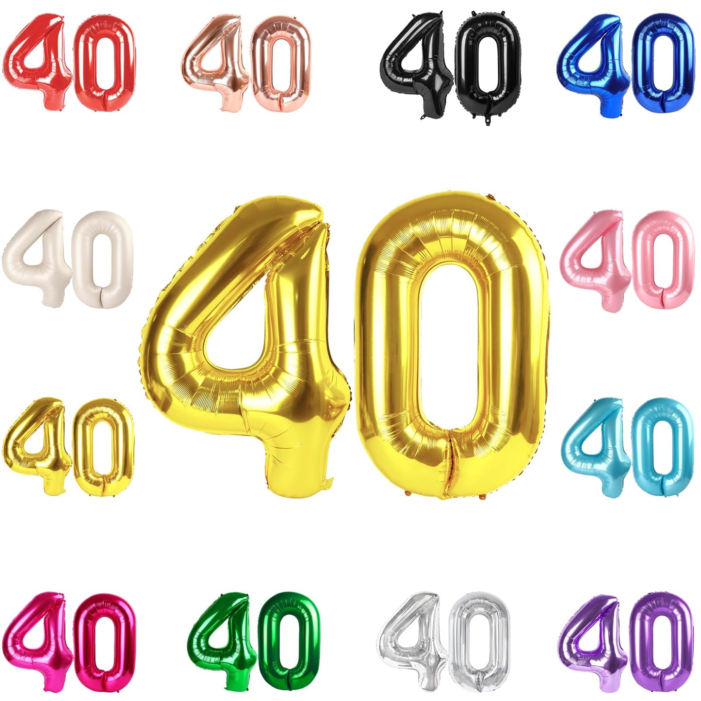 40 Balloon Number, Gold Number 40Th Birthday Balloons 40 Inch, 40 Years Old Gold Birthday Decorations For Men Women, 40Th Annive