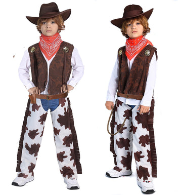 Togrop Cowboy Costume For Boys 5Pcs Set Kids Dress Up Birthday Halloween Party Cosplay 8-10 Years