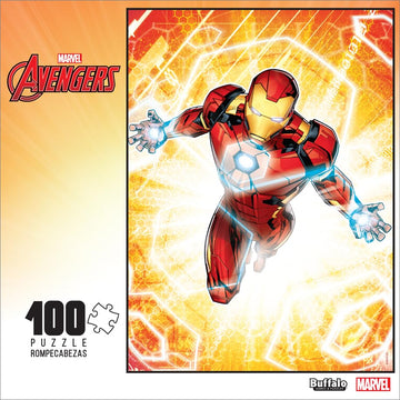 Buffalo Games - Marvel - The Armored Avenger - 100 Piece Jigsaw Puzzle For Families Challenging Puzzle Perfect For Family Time - 100 Piece Finished Size Is 15.00 X 11.00, Large