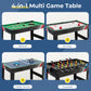 Gymax 49'' Multi Game Table, 4 In 1 Game Table With Foosball Table, Pool Billiards, Air Hockey & Table Tennis, Complete Combinat