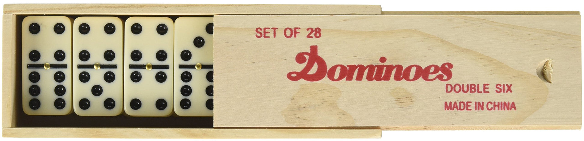 Double Six Professional Dominoes With Brass Spinner In Wooden Case 28 Piece