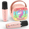 Unicorn Mini Karaoke Machine Toys: Kids Toys Girls Birthday Gifts Age 3-12+ Led Portable Bluetooth Speaker With 2 Wireless Micro