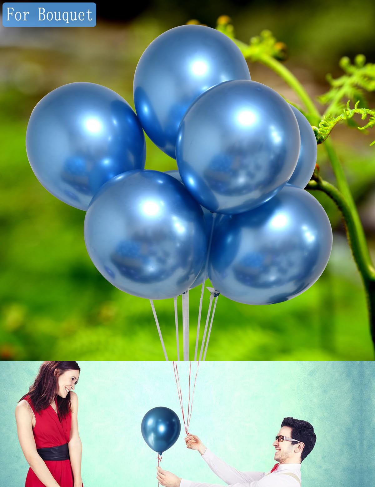 Chrome Metallic Blue Balloons 12 Inch 100 Pcs Latex Balloons Birthday Balloons Shiny Balloons Graduation Halloween Party Decorat