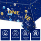 Tiamon 3 Pieces Boy 1st Birthday Party Tablecloth 54 x 108 Inch Plastic Rectangular Birthday Table Cover First Birthday Tableclo