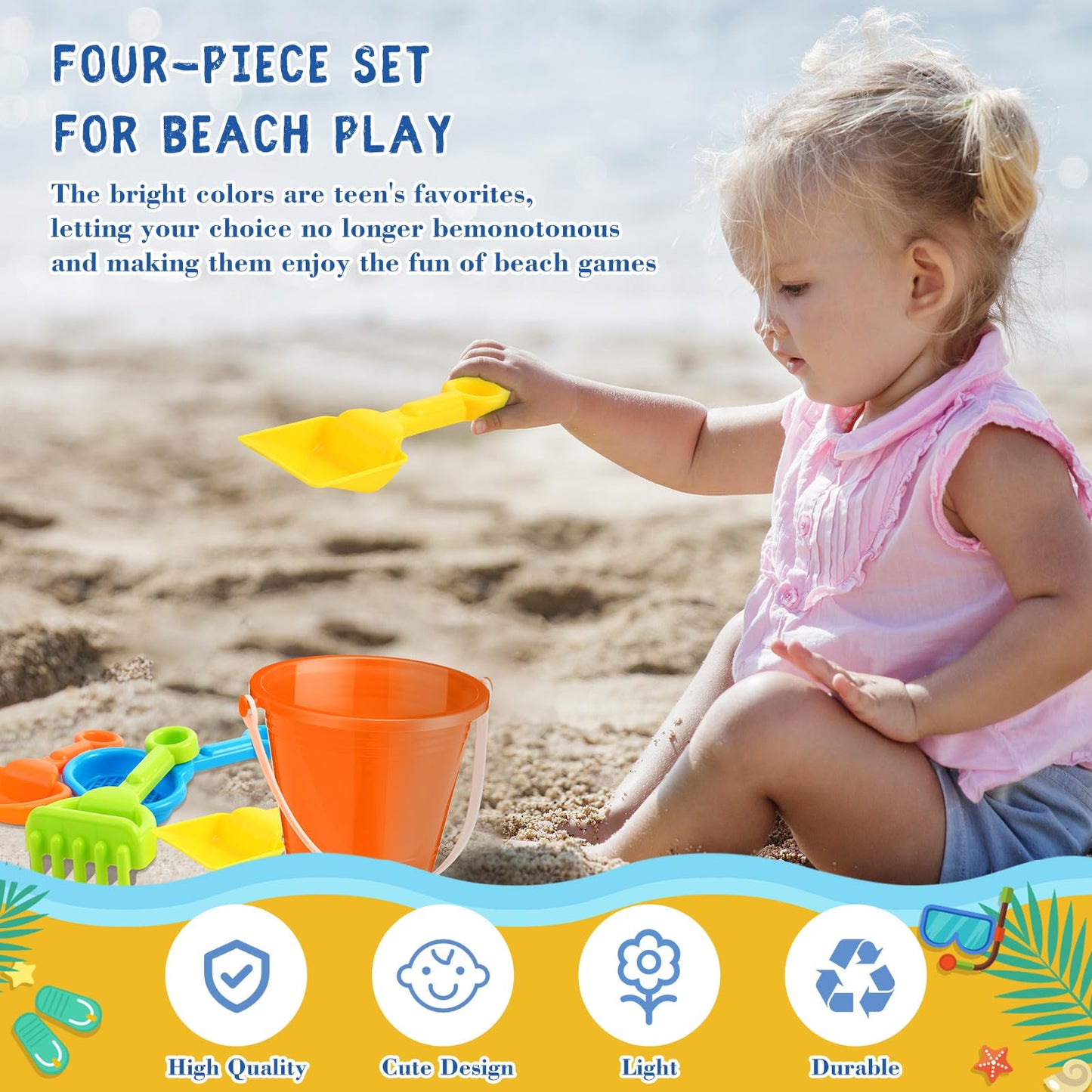 Didaey 24 Sets Colorful Sand Pails and Shovels Toy 5 Inch Beach Pails and Sand Shovels for Boys and Girls Tool Summer Beach Them