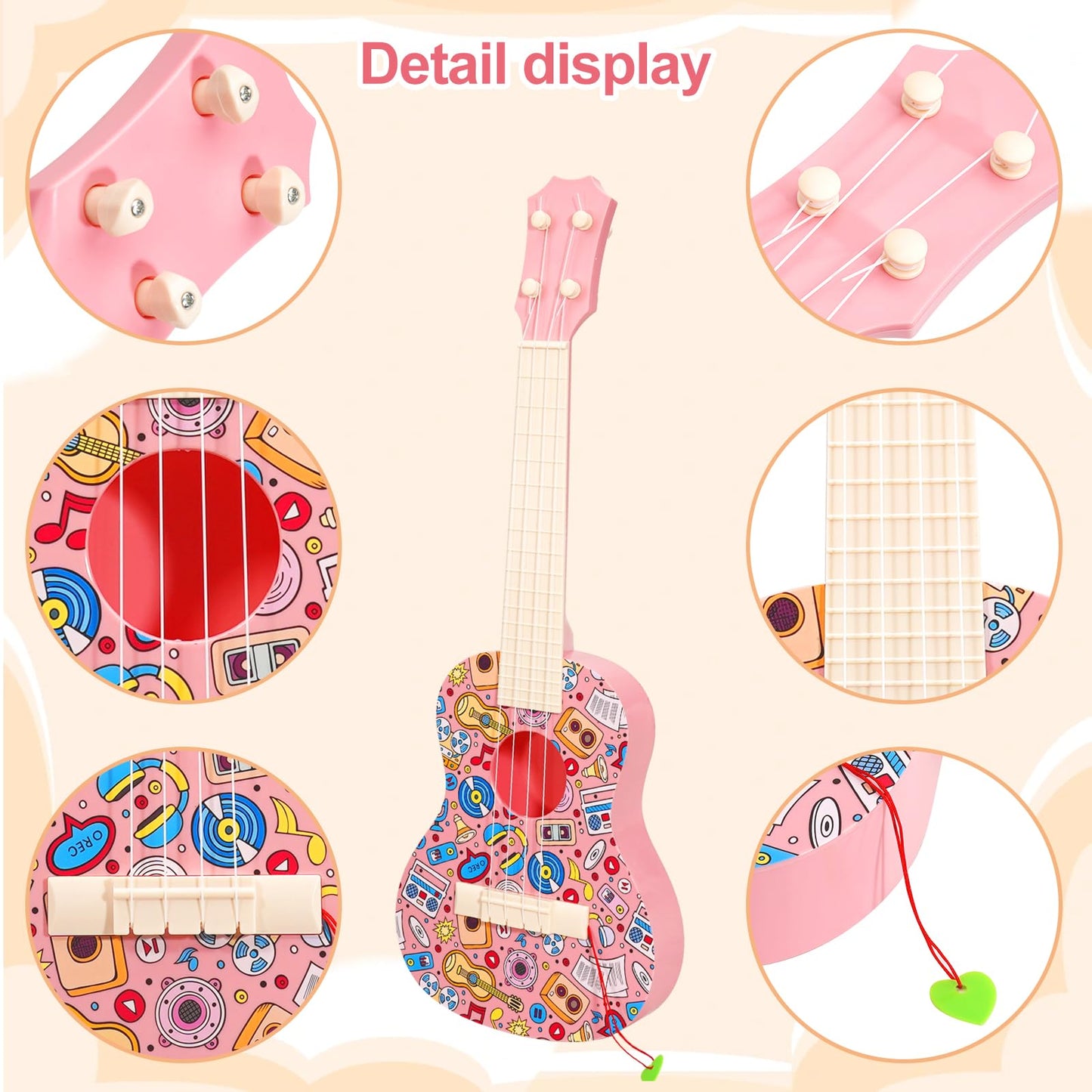 Leeqee 21In Colorful Graffiti Ukulele Guitar For Kids, 4 Strings Kids Guitar Ukulele Musical Instruments Learning Educational To