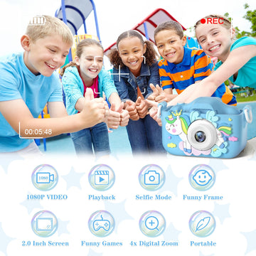 Anesky Kids Camera, Toy Camera For 3 4 5 6 7 8 9 10 11 12 Year Old Girls/Boys, Kids Digital Camera For Toddler With Video, Selfi