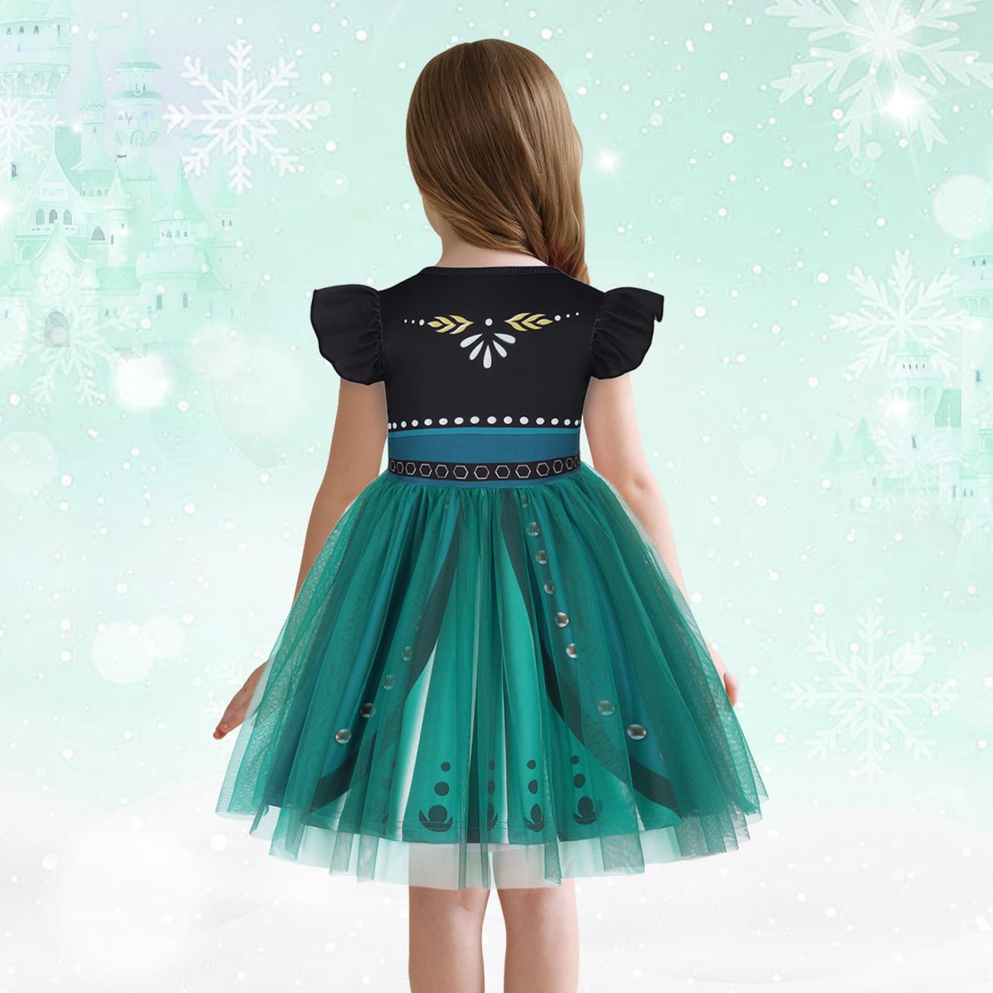 Henzworld Little Girls Princess Dress Kids Costume Dress Up For Girls Fancy Halloween Cosplay Theme Party Outfit Short Flutter S