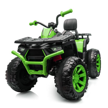 Hikiddo Kids Atv 4 Wheeler, 24V 4Wd Electric Atv Ride On Toy For Big Kid W/ 2-Seater, 4X200W Motor, 5.6Mph Max Speed - Green