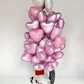 Pink Heart Shaped Balloons Pack Of 12,18 Inch Silver Love Valentine Balloons Purple Heart Romantic Balloons For Valentines Day P