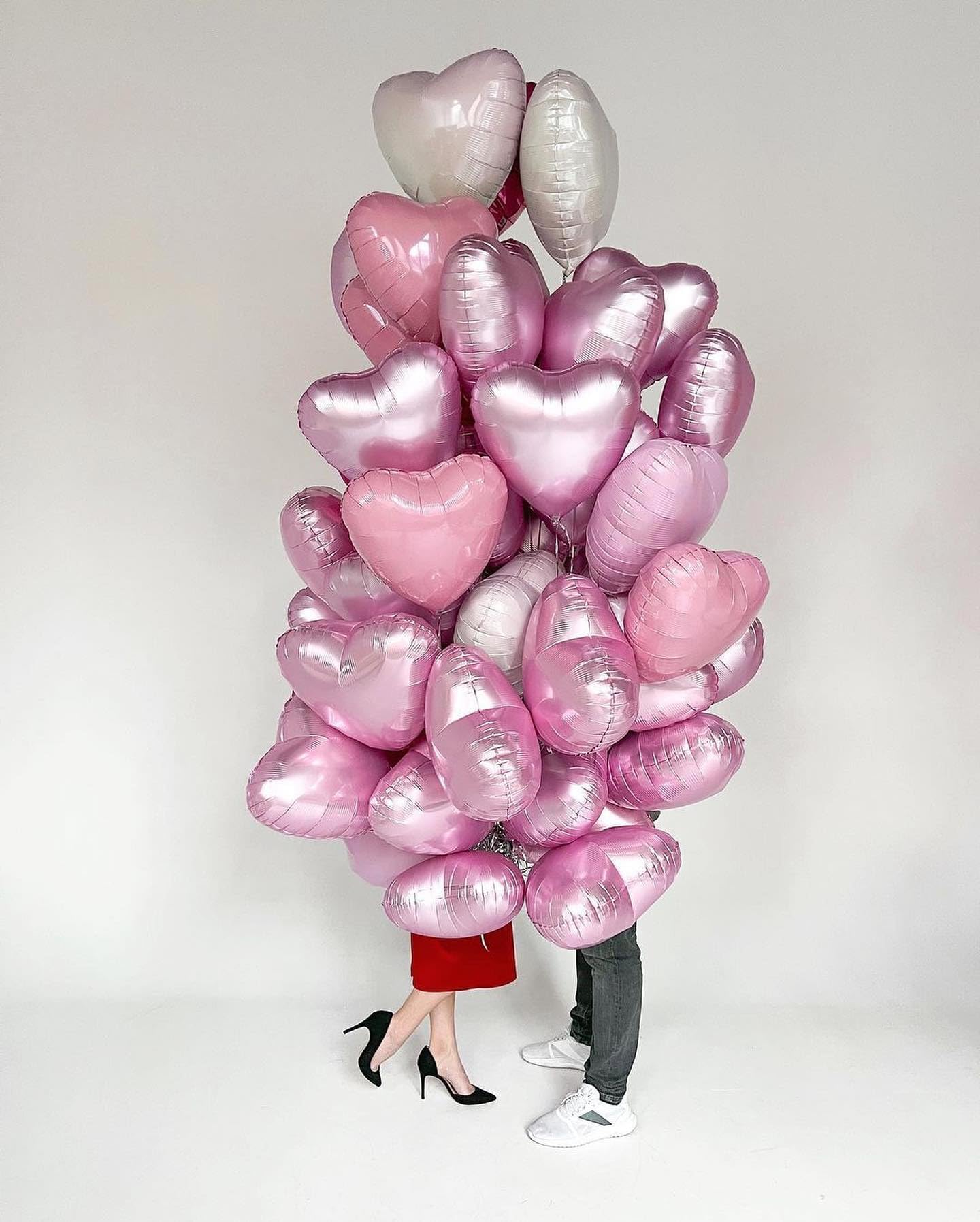 Pink Heart Shaped Balloons Pack Of 12,18 Inch Silver Love Valentine Balloons Purple Heart Romantic Balloons For Valentines Day P