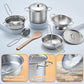 Kidsciety Pretend Play Kitchen Accessories, 52pc Kids Kitchen Playset with Play Food, Stainless Steel Cookware, Kitchen Toys Pot