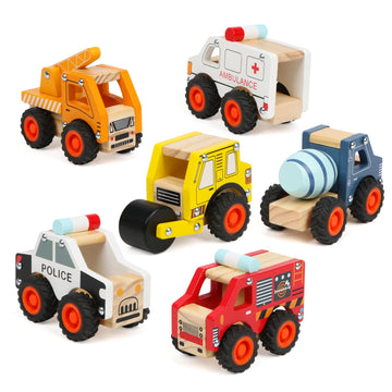 Dipalent 6Pcs Wooden Cars For Toddlers 1-3,Car Toys,Push And Go Vehicle,Kid Vehicle Toys,Hand Push Car Toys For 1+ Year Old,Montessori Toys