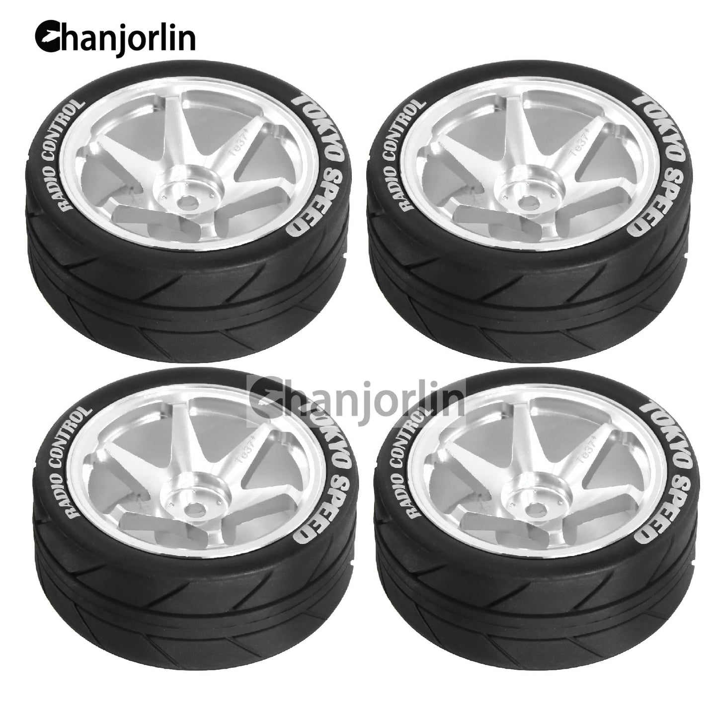 Chanjorlin 1/10 On Road Tires and Aluminum Wheels 12mm Hex RC Rally Racing Tyres OD 2.56'' for Tamiya TT01 TT02 XV01 TA06 A959 P