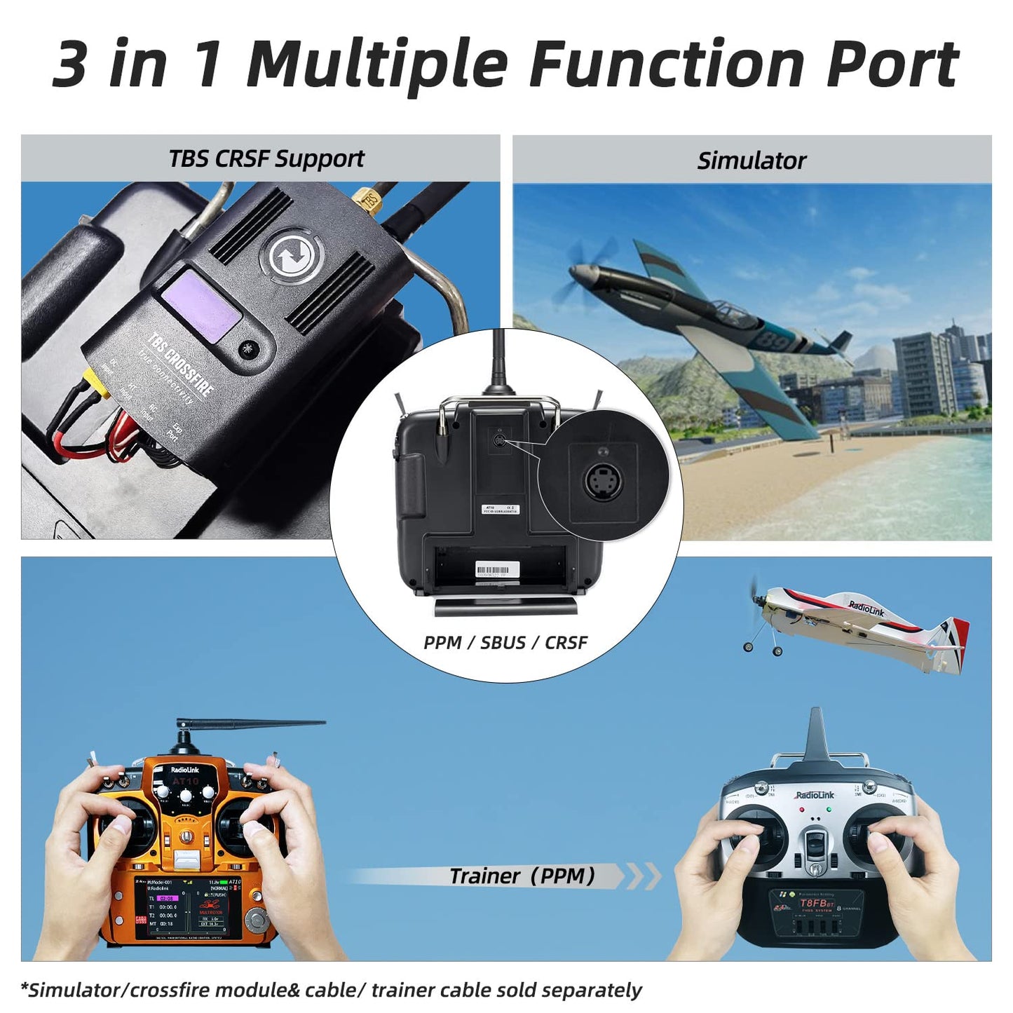 Radiolink AT10II 12 Channels RC Transmitter and Receiver R12DS 2.4GHz Radio Remote, Voltage Telemetry for RC Airplane, FPV Racin