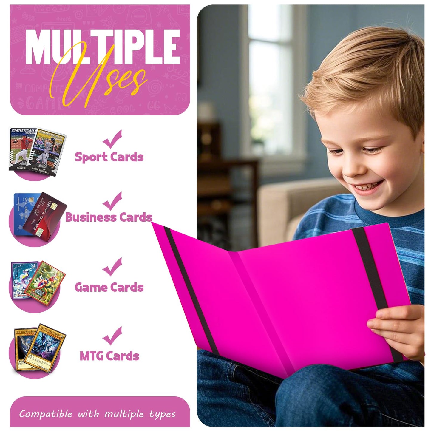 Card Binder 9-Pockets Trading Card Binder 20 Pages  360 Card Capacity Collection Binder  Card Folder for MTG  TCG  Game Cards & Sports Cards (Rose Red)