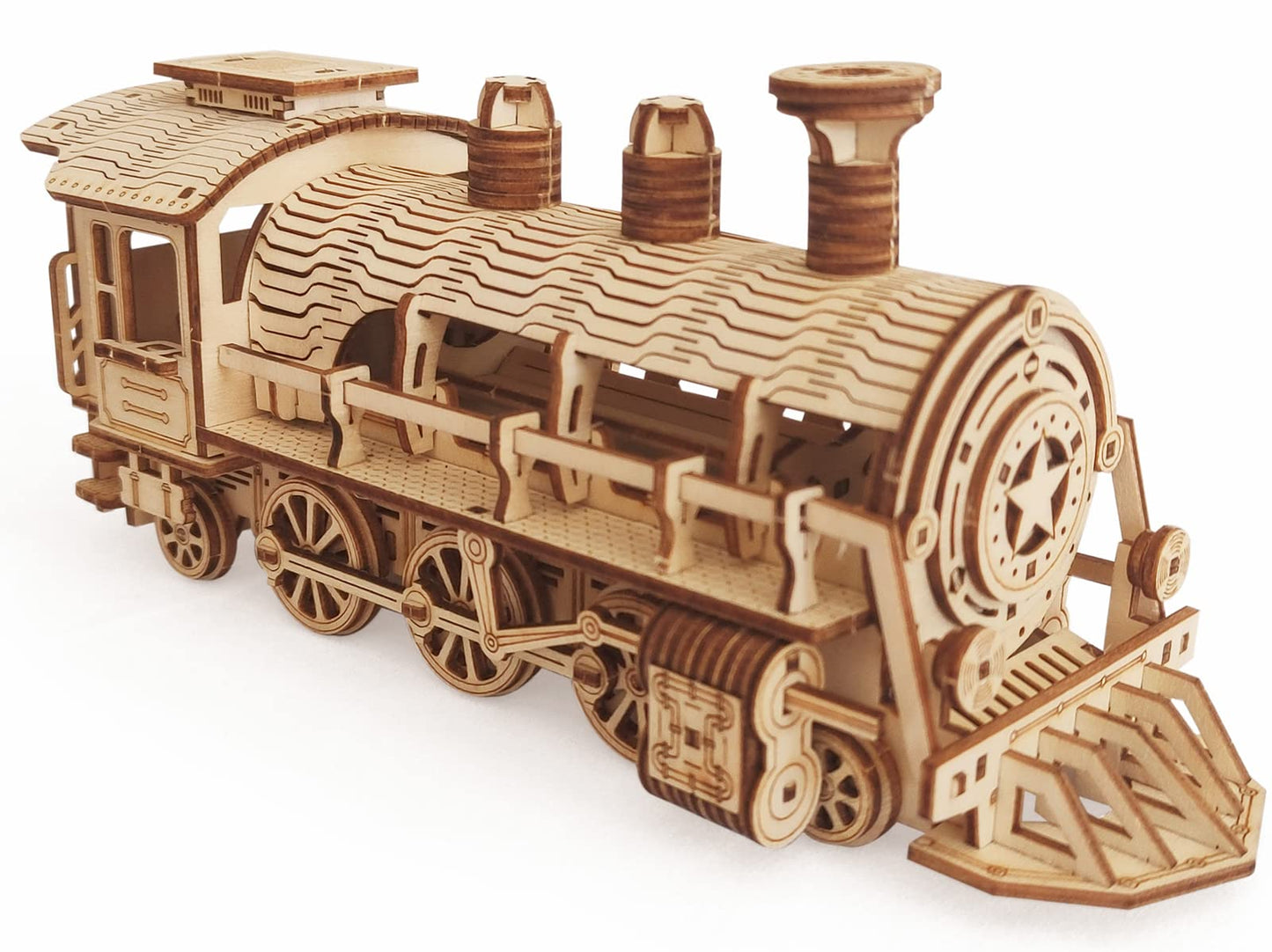 i-CHONY 3D Wooden Puzzle - DIY Mechanical Steam Train Model Kits - Wood Crafts Vehicle Building Model - Wooden STEM Brain Teaser Puzzle - Steam Train Birthday Gifts for mature-themeds Teens Boys Girls