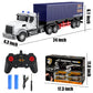 CALEST Remote Control Semi Truck with Trailer -24 Inch Semi Truck Toy for Kids,1:24 Container Truck with LED Lights & Music, Gre