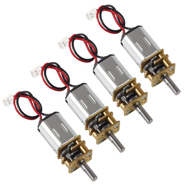 XIITIA 4pcs DC 3V-6V Mini N20 Gear Motor Slow Speed Full Metal Gearbox with Terminal for Smart Car DIY RC Toys