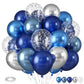 Blue Silver Balloons, Pearl Navy Blue Balloons Metallic Light Blue And Silver Balloons Silver Star Confetti Balloons For Boys Gi