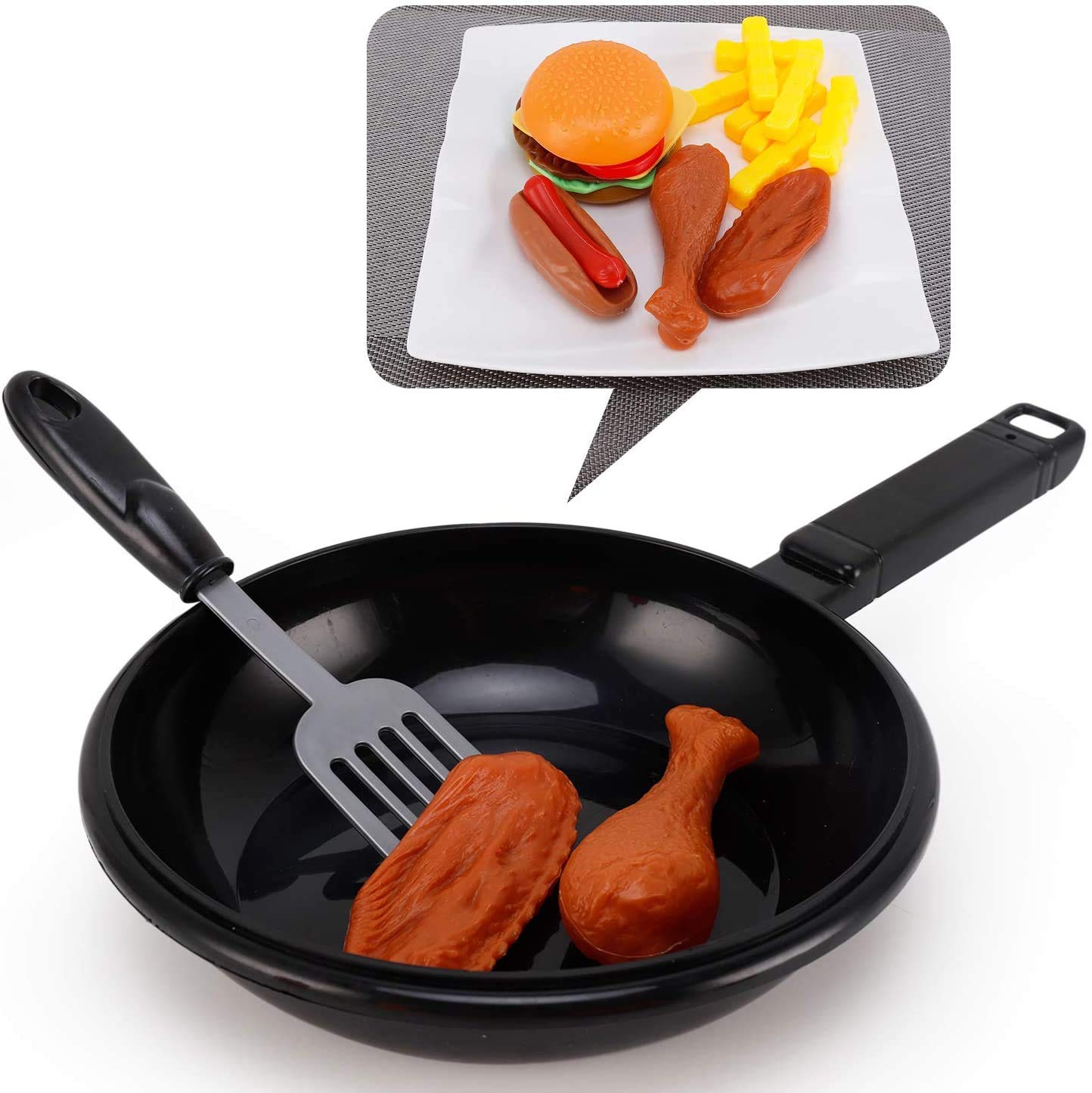 Fast Food Cooking Pan 25 Piece Kitchen Play Food Set