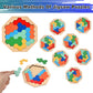 Wooderma 3 Pack Wooden Blocks Puzzles, 3-In-1 Russian Blocks, Octagon Puzzle, Tangrams Puzzles, Brain Teasers Toy Logic Game, Mo