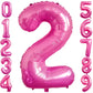 2 Number Balloon Pink 40 Inch Big Foil Mylar 2Nd Balloons For 2 Year Old Boy Girl Birthday Party Decorations Wedding Anniversary