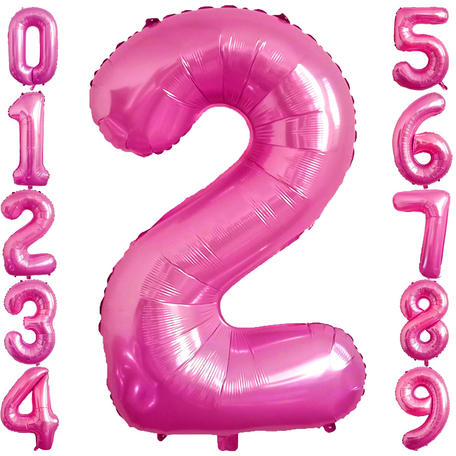 2 Number Balloon Pink 40 Inch Big Foil Mylar 2Nd Balloons For 2 Year Old Boy Girl Birthday Party Decorations Wedding Anniversary