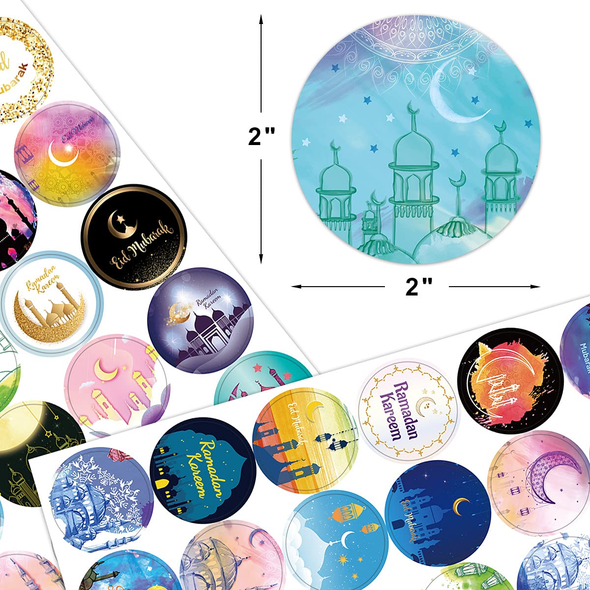 Eid Al-fitr Stickers 240 Pcs Ramadan Kareem and Eid Stickers Sheets Gift Tag Al-fitr Sticker for Kids