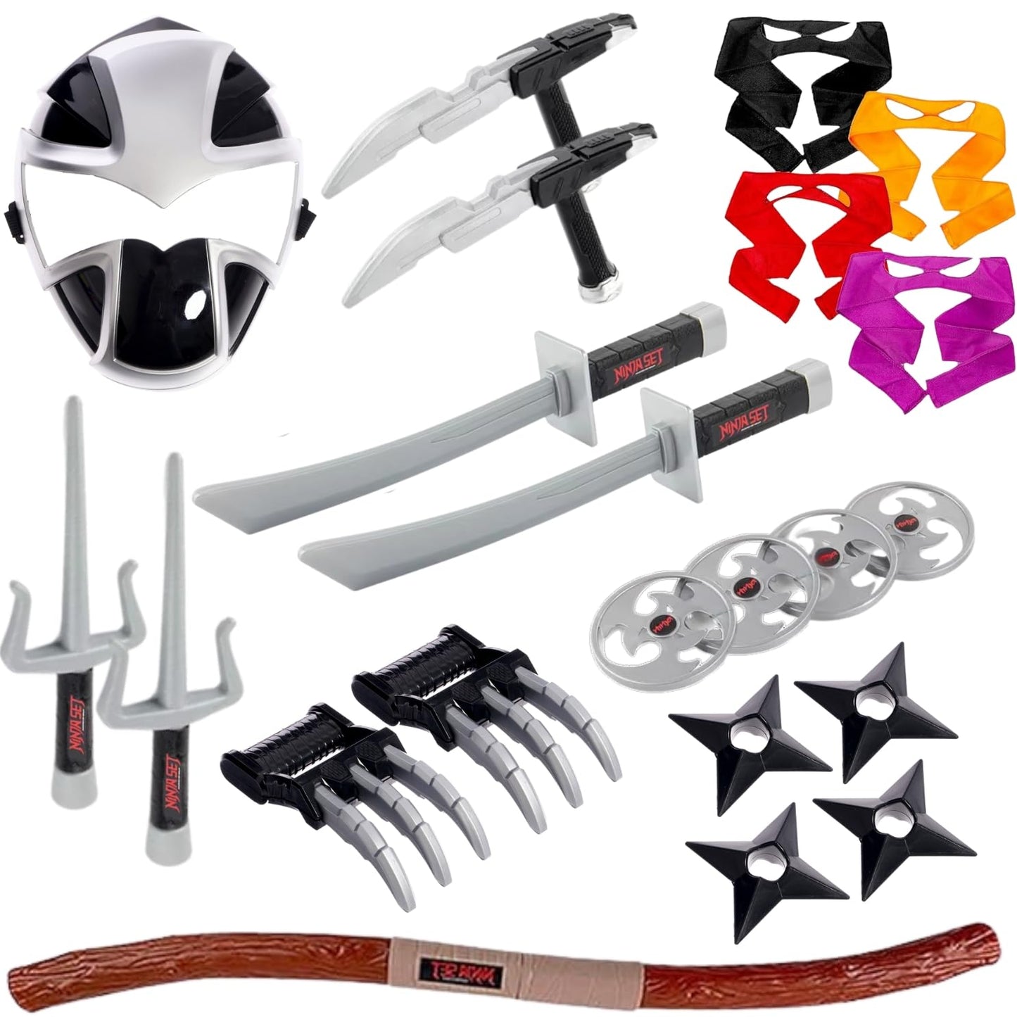 Liberty Imports Ninja Warrior Toy  Role Playset - Kids Pretend Play Dress Up Costume Accessories Set for Children Pretend Play Battles (Set 2)