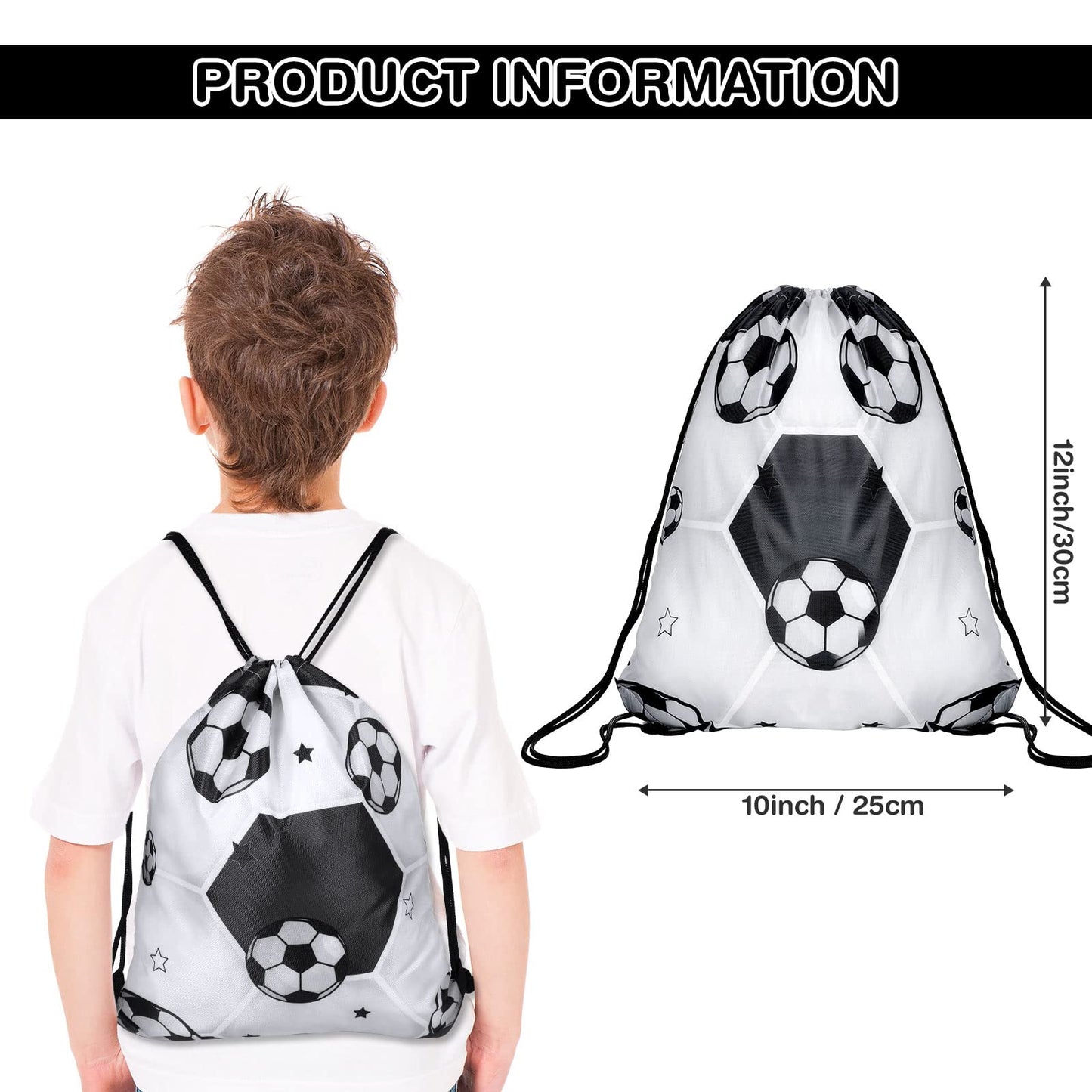 Coume 20 Pack Soccer Drawstring Bags 12 x 10 Inch Portable Sports Backpack Soccer Party Favors for Girls Boys Birthday Goodie Ba