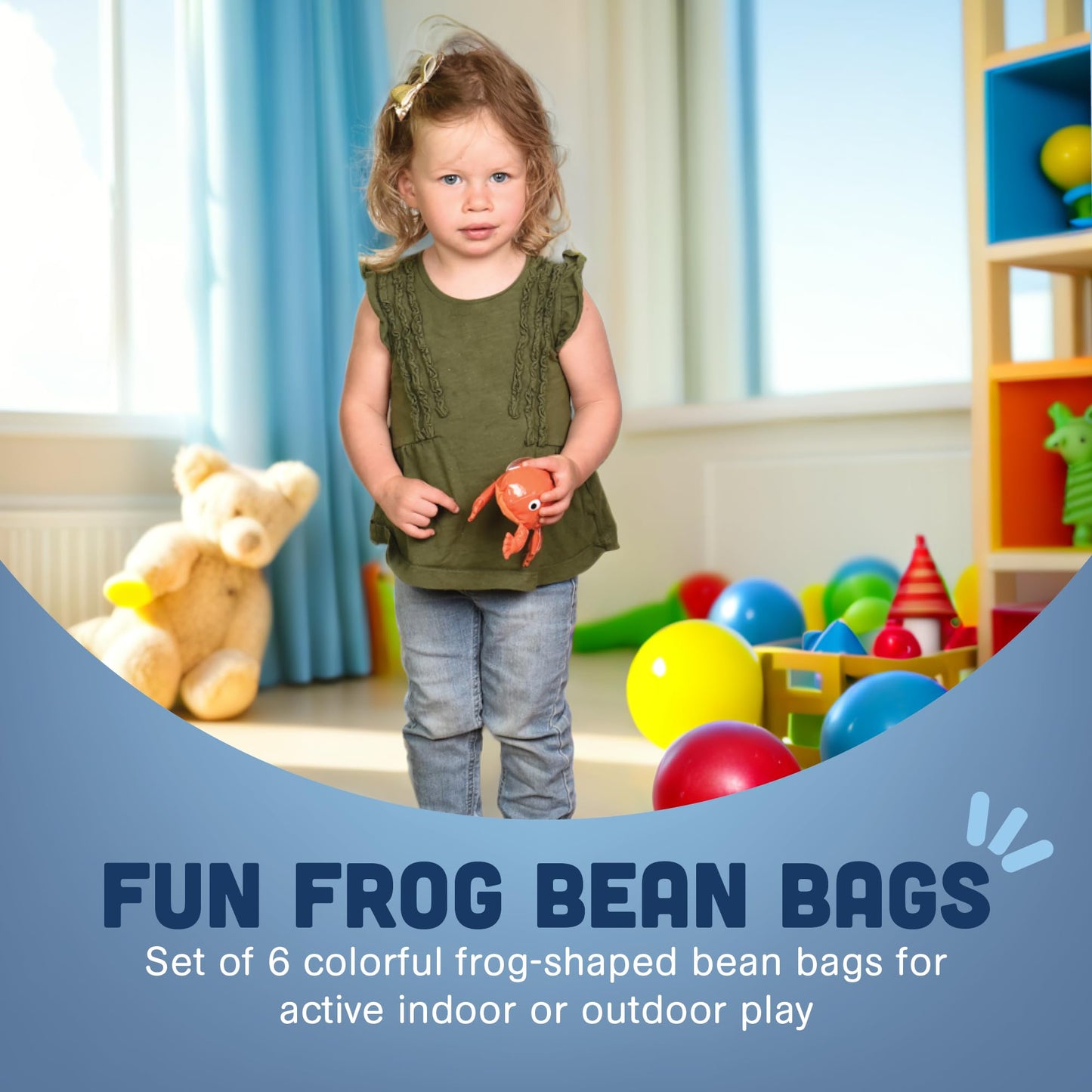 Constructive Playthings Multi-Colored Frog Bean Bags (Set of 6)