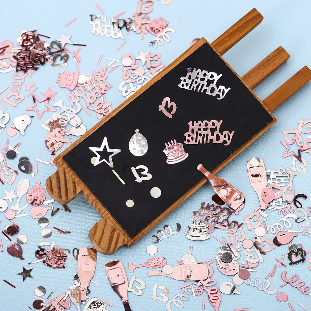 13th Birthday Confetti Rose Gold Number13 Happy Birthday Party Confetti Metallic Foil Balloon Star Birthday Cake Table Scatter C