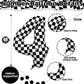 Large Foil Number 4 Balloons, 40 Inch Black And White Checkered 4 Balloon For Boys, Helium Self Inflating Checkered Racing 4 Bal
