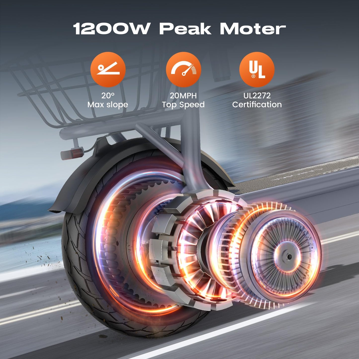 Caroma Peak 819W Electric Scooter with Seat 22 Miles Range 20Mph Max Speed 12 Tire Foldable Foldable Electric Scooter for mature-themed 265lb Max Load(Grey)