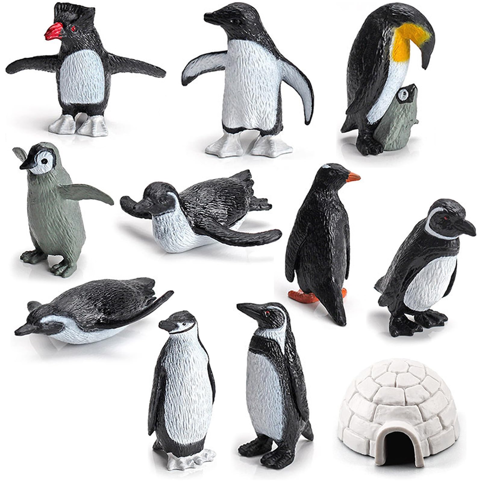 Onest 11 Pieces Mini Penguin Figurines Toy Set Realistic Arctic Animals Toys Penguins Cake Toppers Polar Small Penguin Figures For Kids Birthday Gift