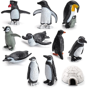Onest 11 Pieces Mini Penguin Figurines Toy Set Realistic Arctic Animals Toys Penguins Cake Toppers Polar Small Penguin Figures For Kids Birthday Gift