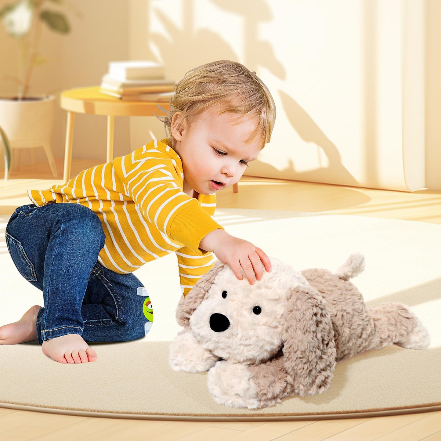 Niceween Stuffed Animals Adorable Dog Plush Toys 16.5 Inches Soft And Comfort Dog Plush Toy Gift For Kids, Beige/Grey