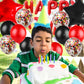 Red Black Birthday Party Decoration Kit - Happy Birthday Banner,Fringed Curtain,Latex Balloon And Confetti Balloons For Girls An