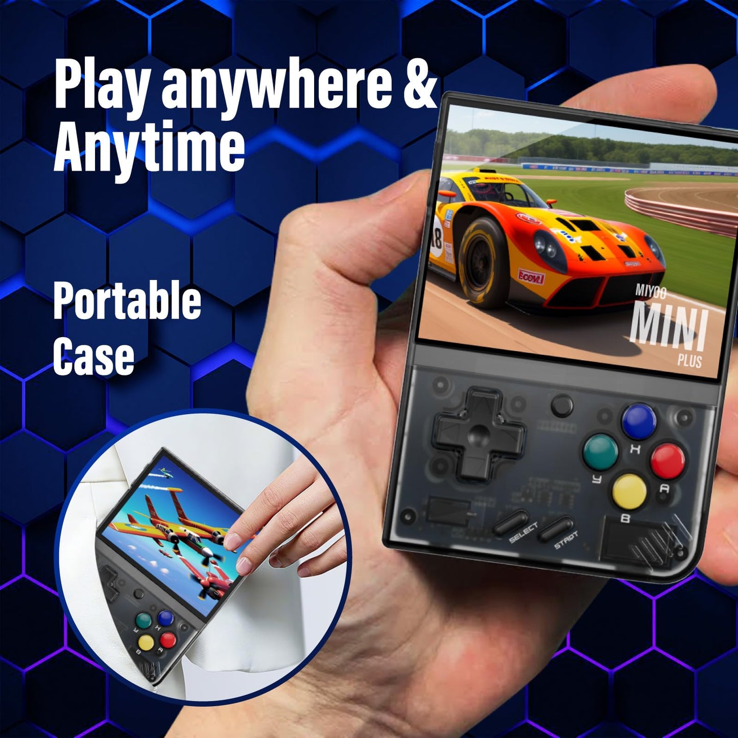 Miyoo Mini Plus, Retro Gaming Console With 64G Memory Card, 3.5-Inch Ips Screen, 3000Mah Long Endurance Battery,With Storage Cas