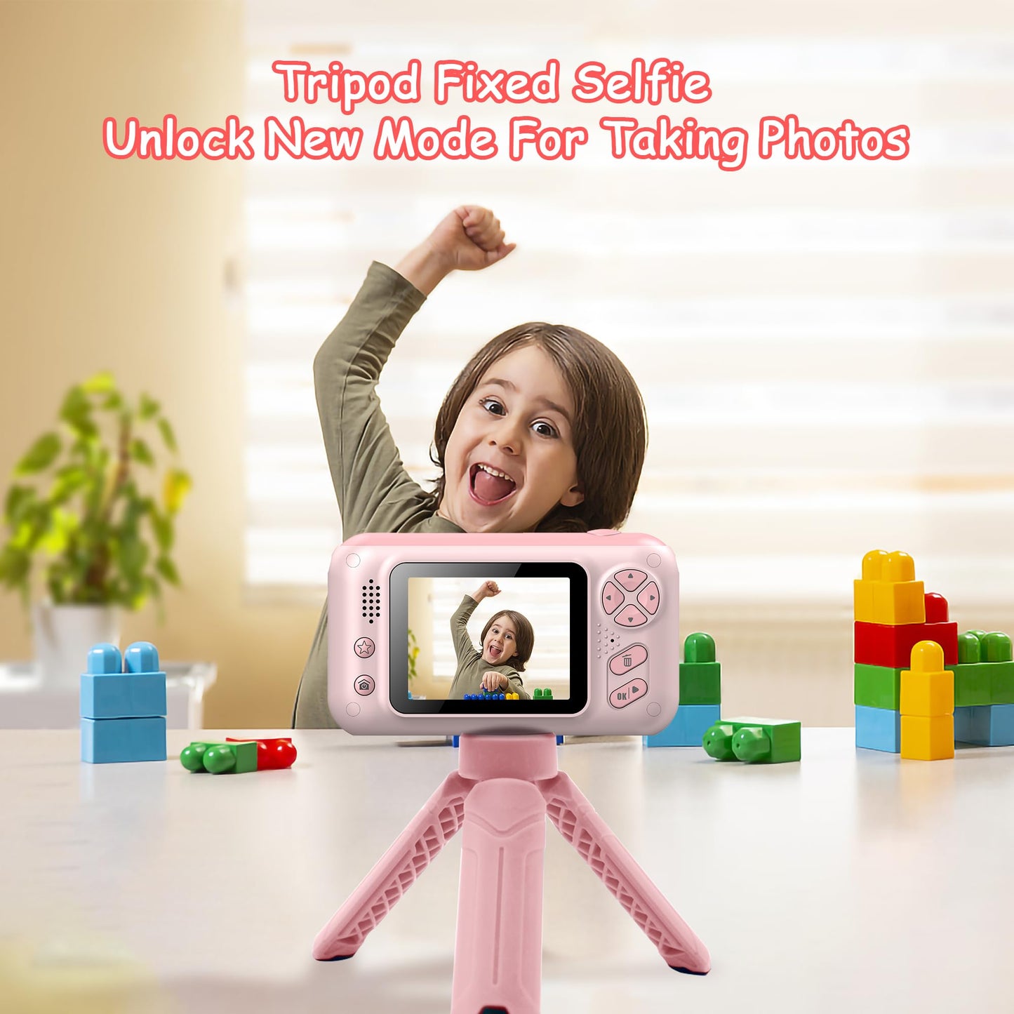 Makolle Kids Camera, Kids Camera For Girls, Kids Digital Camera, Kid Video Camera For Vlogging, Kids Video Camera With Flip-Up L