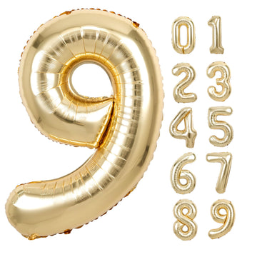 40 Inch Giant White Gold Number 9 Balloon, Helium Mylar Foil Number Balloons For Birthday Party, 9Th Birthday Decorations For Ki