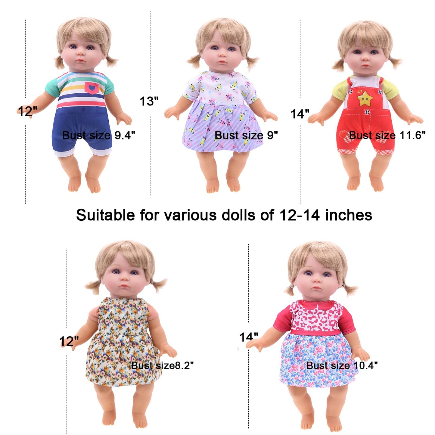 Alive Doll Clothes And Accessories - Baby Doll Dresses Fit For 12 13 14 14.5 Inch Girl Dolls, 6 Sets Doll Outfits Include Doll Dresses, Jumpsuit, Swimsuit Dolls Outfits For Girls Gifts