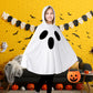 Oskiner Ghost Costume For Kids,White Ghost Poncho Hooded Cape With Pumpkin Bag,Spooky Halloween Costume For Girls
