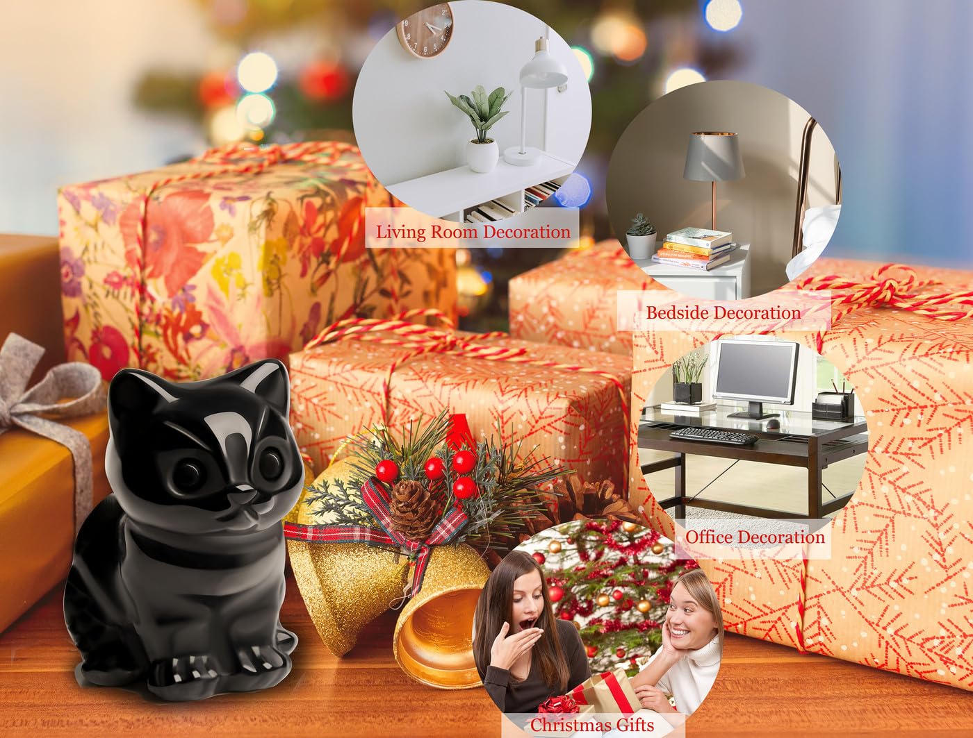 Duqguho Cat Decor Black Obsidian Cat Crystal Figurines Crystals Gifts For Cat Lovers Men Women Lucky Cute Cat Statue For Room De