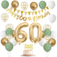 60Th Birthday Decorations For Men Women, Sage Green White Gold Birthday Balloons With Happy 60Th Birthday Banner Birthday Cake T