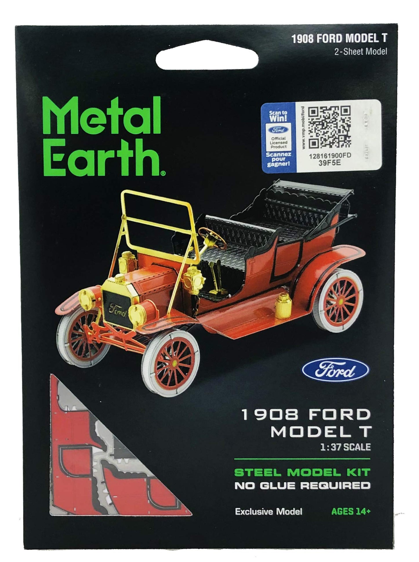 Fascinations Metal Earth Red Ford 1908 Model T 3D Metal Model Kit